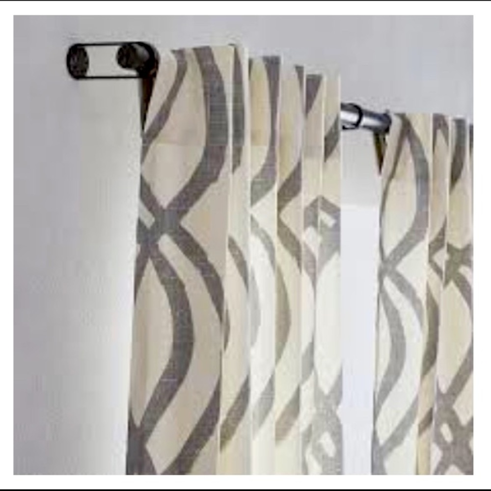 West Elm Cotton Canvas Scribble Lattice Curtain Panels
